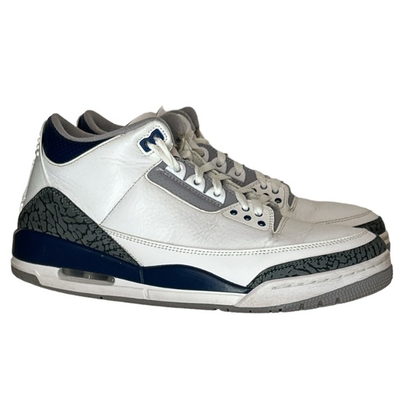 Air Jordan 3 Retro White/Midnight Navy  Mid Top Sneakers, CT8532-140 Size 10 - Picture 4 of 17